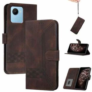 For Realme C30 4G/Narzo 50i Prime/C30s Cubic Skin Feel Flip Leather Phone Case(Brown)
