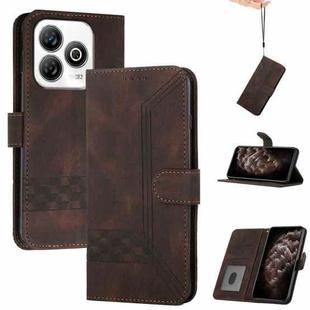 For ZTE Blade A75 4G Cubic Skin Feel Flip Leather Phone Case(Brown)