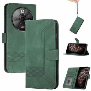 For ZTE nubia Focus Pro Cubic Skin Feel Flip Leather Phone Case(Green)