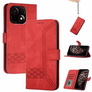 For ZTE Blade A35e 4G Cubic Skin Feel Flip Leather Phone Case(Red)