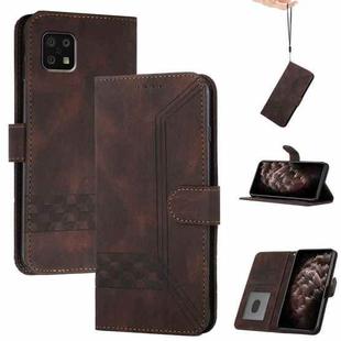 For Sharp Aquos Sense 6/Aquos Sense6s Cubic Skin Feel Flip Leather Phone Case(Brown)