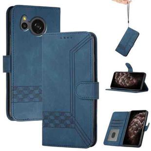 For Sharp Aquos sense7/SH-53C/SHG10 Cubic Skin Feel Flip Leather Phone Case(Blue)
