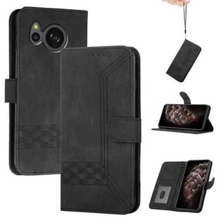 For Sharp Aquos sense7/SH-53C/SHG10 Cubic Skin Feel Flip Leather Phone Case(Black)