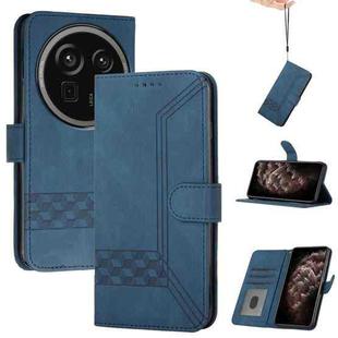 For Sharp Aquos R9 Pro Cubic Skin Feel Flip Leather Phone Case(Blue)