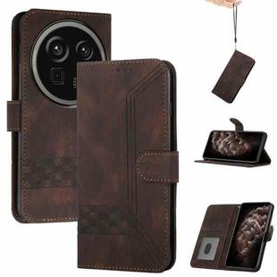 For Sharp Aquos R9 Pro Cubic Skin Feel Flip Leather Phone Case(Brown)