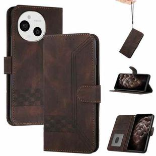 For Sharp Aquos Sense9 Cubic Skin Feel Flip Leather Phone Case(Brown)