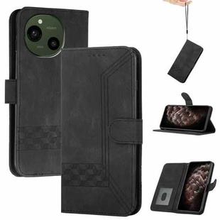 For Sharp Aquos R10 Cubic Skin Feel Flip Leather Phone Case(Black)