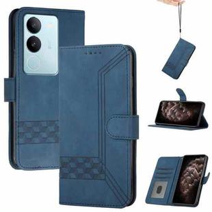 For vivo V29 5G Global/V29 Pro Cubic Skin Feel Flip Leather Phone Case(Blue)