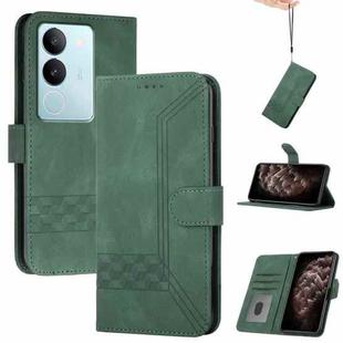 For vivo V29 5G Global/V29 Pro Cubic Skin Feel Flip Leather Phone Case(Green)