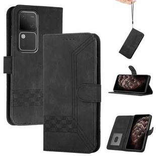For vivo V30 5G Global/V30 Pro 5G Global Cubic Skin Feel Flip Leather Phone Case(Black)