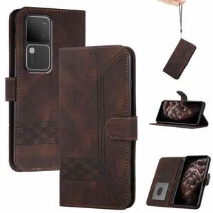 For vivo V30 5G Global/V30 Pro 5G Global Cubic Skin Feel Flip Leather Phone Case(Brown)