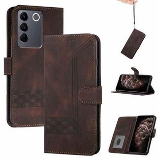 For vivo V27e 4G Global/T2 4G Global Cubic Skin Feel Flip Leather Phone Case(Brown)