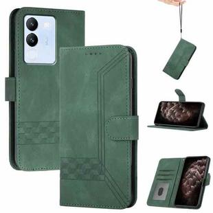 For vivo V29e 5G Global/Y200 5G Global Cubic Skin Feel Flip Leather Phone Case(Green)