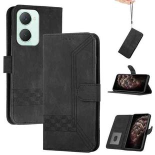 For vivo Y03 4G Global Cubic Skin Feel Flip Leather Phone Case(Black)