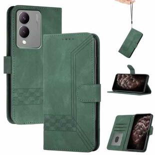 For vivo Y17s 4G Global/Y28 5G India Cubic Skin Feel Flip Leather Phone Case(Green)