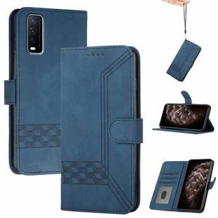 For vivo Y20a/Y20g/Y12a Cubic Skin Feel Flip Leather Phone Case(Blue)