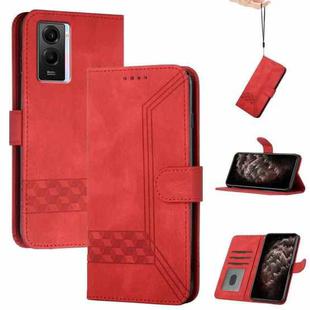 For vivo Y75 5G Global/T1 5G Global Cubic Skin Feel Flip Leather Phone Case(Red)