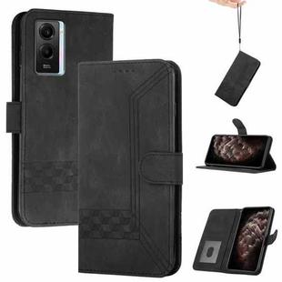 For vivo iQOO U5e 5G/Y30 5G/Y33e 5G Cubic Skin Feel Flip Leather Phone Case(Black)