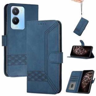For vivo Y02s 4G Global Cubic Skin Feel Flip Leather Phone Case(Blue)