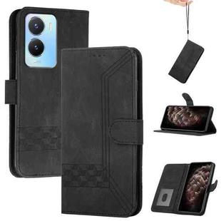 For vivo Y02s 4G Global Cubic Skin Feel Flip Leather Phone Case(Black)