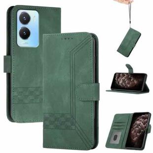 For vivo Y02s 4G Global Cubic Skin Feel Flip Leather Phone Case(Green)