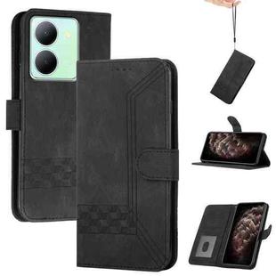 For vivo Y27 5G/Y36 4G Global Cubic Skin Feel Flip Leather Phone Case(Black)