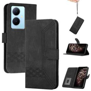 For vivo Y78+ 5G Global/Y78 5G Global Cubic Skin Feel Flip Leather Phone Case(Black)