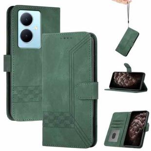 For vivo Y78+ 5G Global/Y78 5G Global Cubic Skin Feel Flip Leather Phone Case(Green)