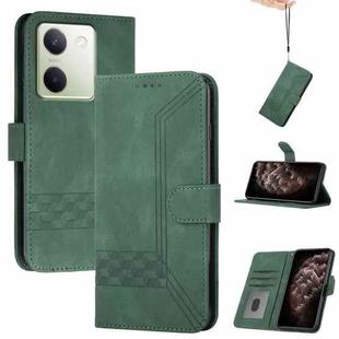 For vivo Y100 5G Global Cubic Skin Feel Flip Leather Phone Case(Green)