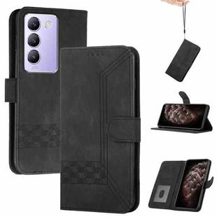 For vivo V30 Lite 5G India/T3 5G IDN Cubic Skin Feel Flip Leather Phone Case(Black)