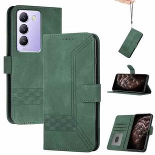 For vivo V30 Lite 5G India/T3 5G IDN Cubic Skin Feel Flip Leather Phone Case(Green)