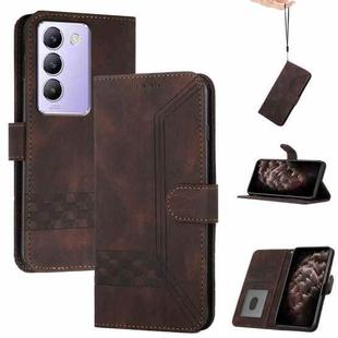 For vivo V30 Lite 5G India/T3 5G IDN Cubic Skin Feel Flip Leather Phone Case(Brown)