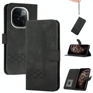 For vivo iQOO Z9s Pro / T3 Pro 5G India Cubic Skin Feel Flip Leather Phone Case(Black)