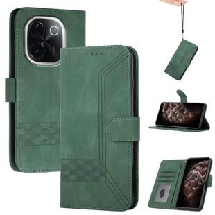 For vivo iQOO Z9s Pro / T3 Pro 5G India Cubic Skin Feel Flip Leather Phone Case(Green)