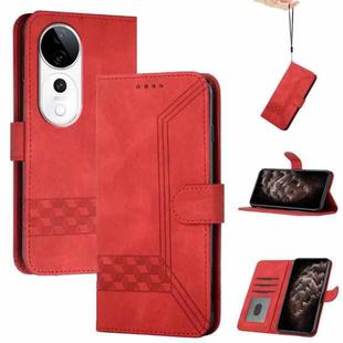 For vivo S19 Pro Cubic Skin Feel Flip Leather Phone Case(Red)