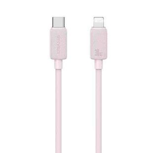 USAMS US-SJ692 USB-C / Type-C to 8 Pin 30W Striped Fast Charge Data Cable, Length:1m(Pink)