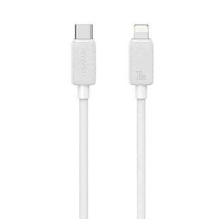 USAMS US-SJ697 USB-C / Type-C to 8 Pin 30W Striped Fast Charge Data Cable, Length:2m(White)