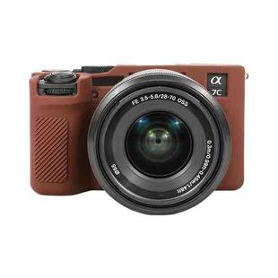 For Sony ILCE-7CM2 / A7C II / A7CR Glossy Soft Silicone Protective Case(Coffee)