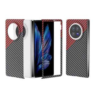 For vivo X Fold3 All-inclusive Decal Carbon Fiber Texture Protective Phone Case(Gray Red)