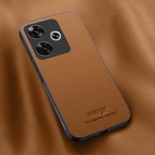 For Redmi Turbo 3 HUIYI Leather Magnetic Phone Case(Brown)