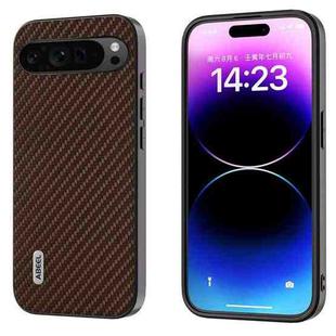 For Google Pixel 9 Pro ABEEL Carbon Fiber Texture Protective Phone Case(Dark Brown)