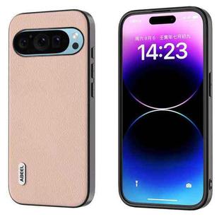 For Google Pixel 9 ABEEL Genuine Leather + PC Litchi Texture Phone Case(Pink Gold)