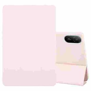 For Huawei MatePad SE 11 2024 Tri-fold Silicone Leather Tablet Case(Pink)