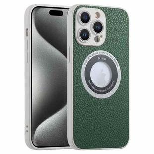 For iPhone 15 Pro Max Litchi Texture MagSafe TPU Full Coverage Shockproof Phone Case(Green)