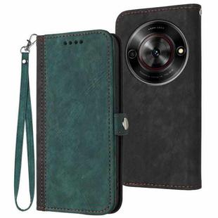 For ZTE Blade A75 5G / Nubia Focus Side Buckle Double Fold Hand Strap Leather Phone Case(Dark Green)