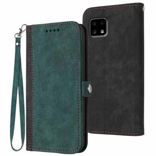 For Sharp Aquos sense4 4G/5G/Sense4 Lite Side Buckle Double Fold Hand Strap Leather Phone Case(Dark Green)
