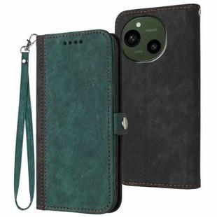 For Sharp Aquos R10 Side Buckle Double Fold Hand Strap Leather Phone Case(Dark Green)