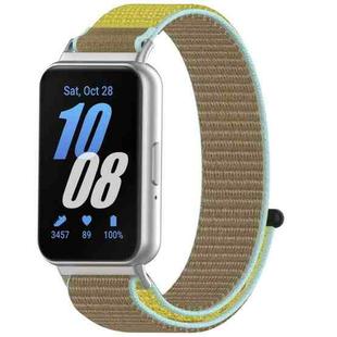 For Samsung Galaxy Fit 3 Nylon Loop Hook and Loop Fastener Watch Band(Camel)