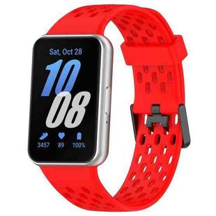 For Samsung Galaxy Fit 3 Hole Style Dual Buckle Silicone Watch Band(Red)