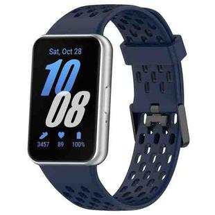 For Samsung Galaxy Fit 3 Hole Style Dual Buckle Silicone Watch Band(Midnight Blue)